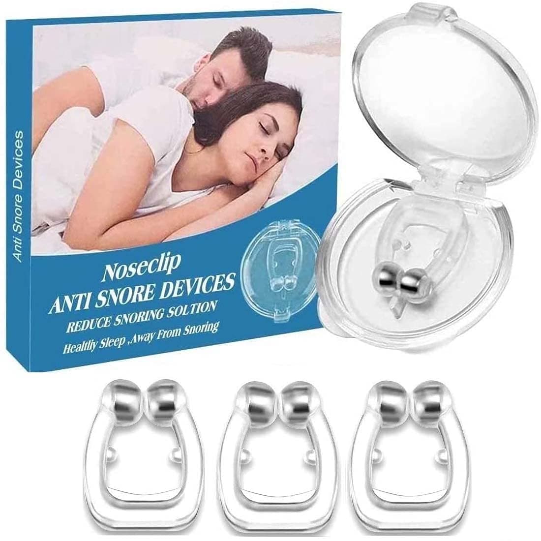 SYOSI Anti Snore Devices, Silicone Anti Snoring Nose Clip, Relief Stop Snore Stopper Mute Aids for Men or Women, Magnetic Nasal Dilator for Ease Breathing, Comfortable Sleeping - 3 pcs