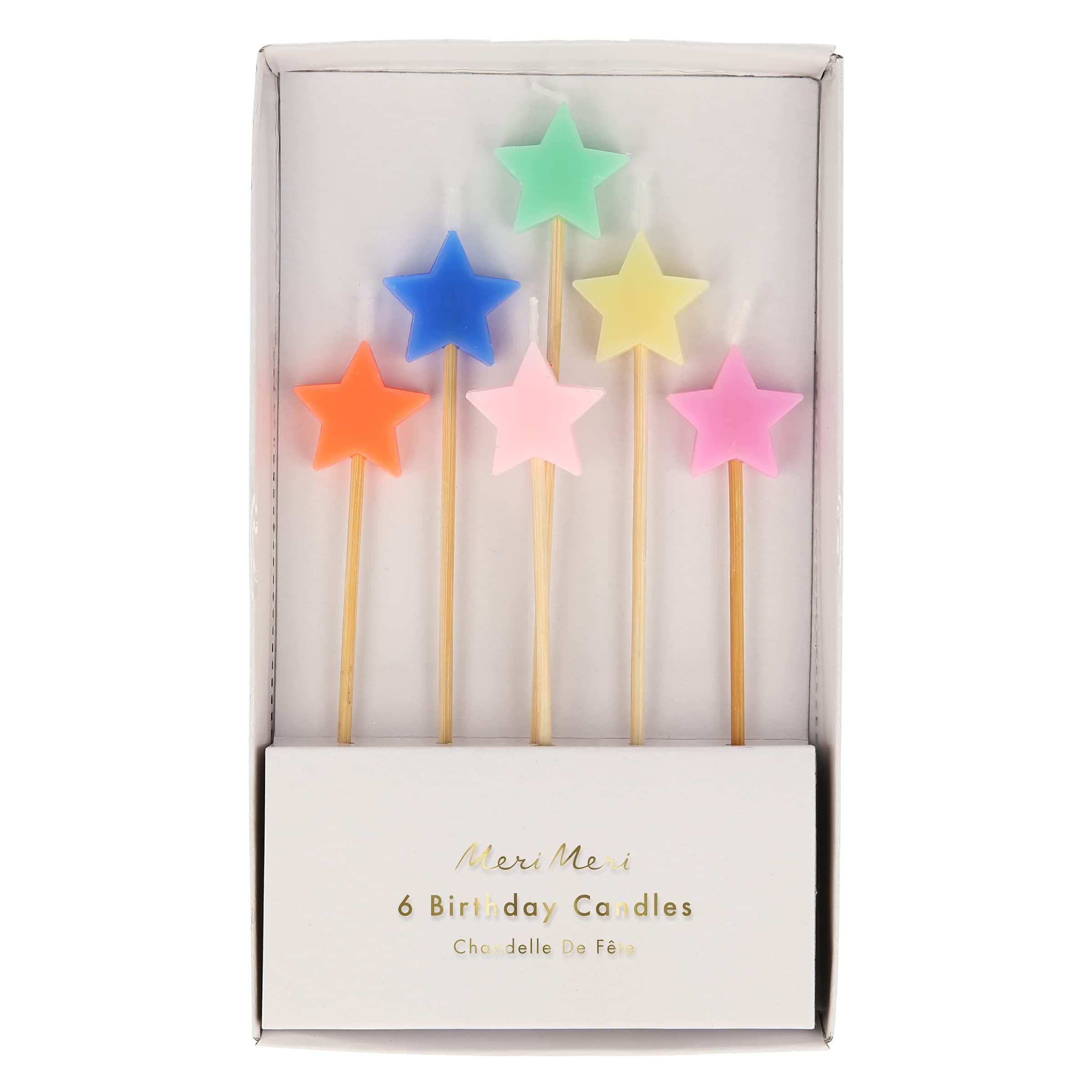 Star Birthday Candles for Cake (Pack of 6), Unscented, Fun Birthday Candles, Meri Meri Candles