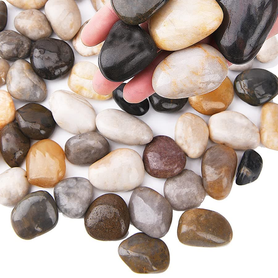 Hisredsun3.96 lb Large Decorative Stones,0.8-1.6 inch Natural Polished Pebbles for Plant Pots,River Rocks for Landscaping, Vase Fillers,Succulents,Aquarium and Garden Decoration
