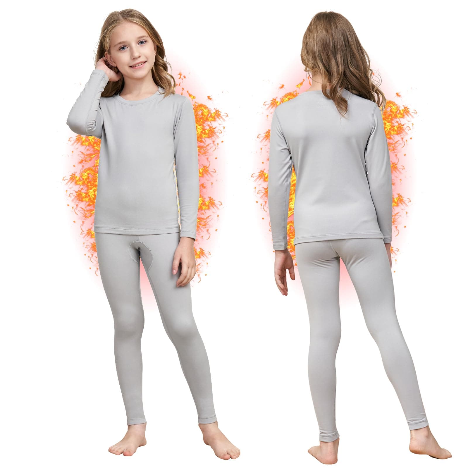 Girls Thermal Underwear Set Ultra Soft Fleece Lined Kids Long Johns Top Bottom Thermals Kids Base Layer Winter Warm