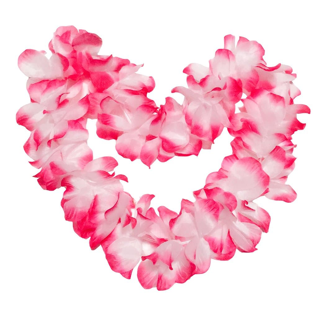 LITTLE FEATHER Red and White Lei Wedding Bridal Shower Tropical Hawaiian Luau Flower Leis Jumbo Necklace Party Favors