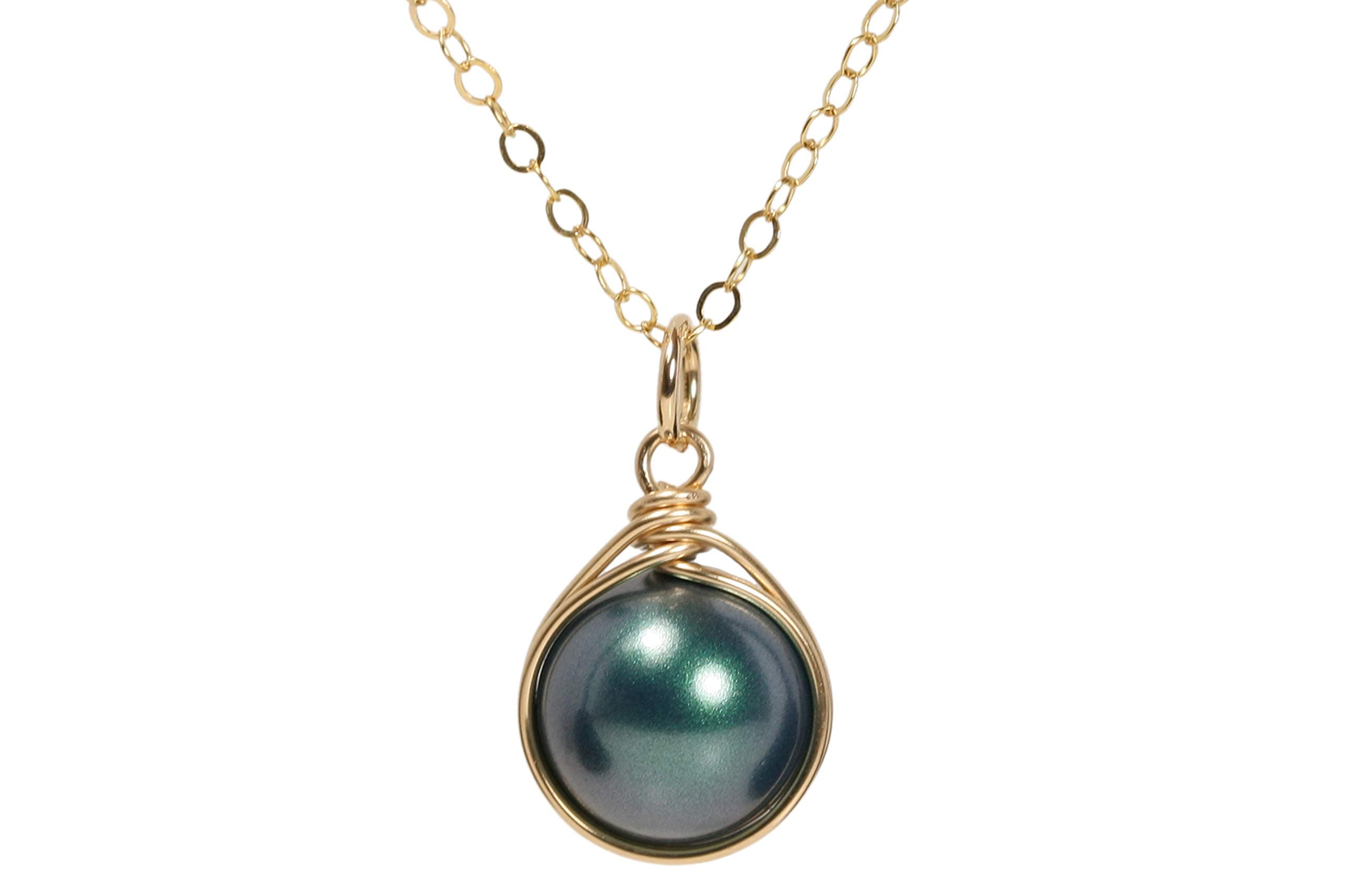 Tahitian Pearl Necklace Gold Filled Wire Wrapped Handmade