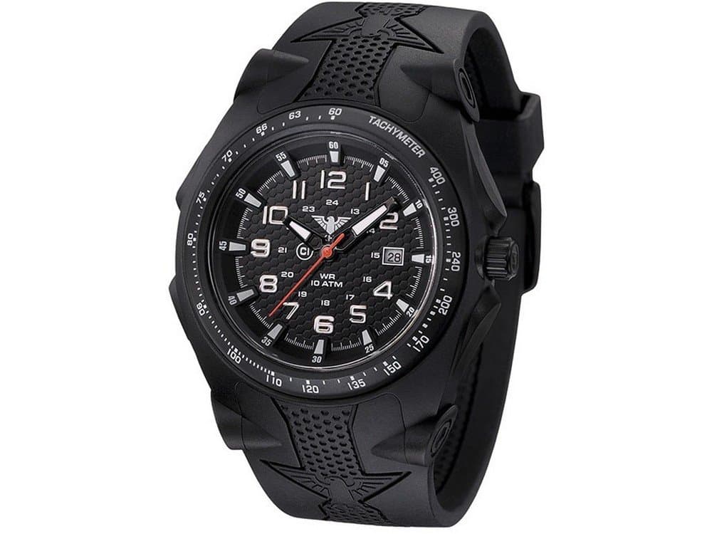 KHS Tactical Mens Watch Sentinel A Black | Rubber Black KHS.SEAB.S