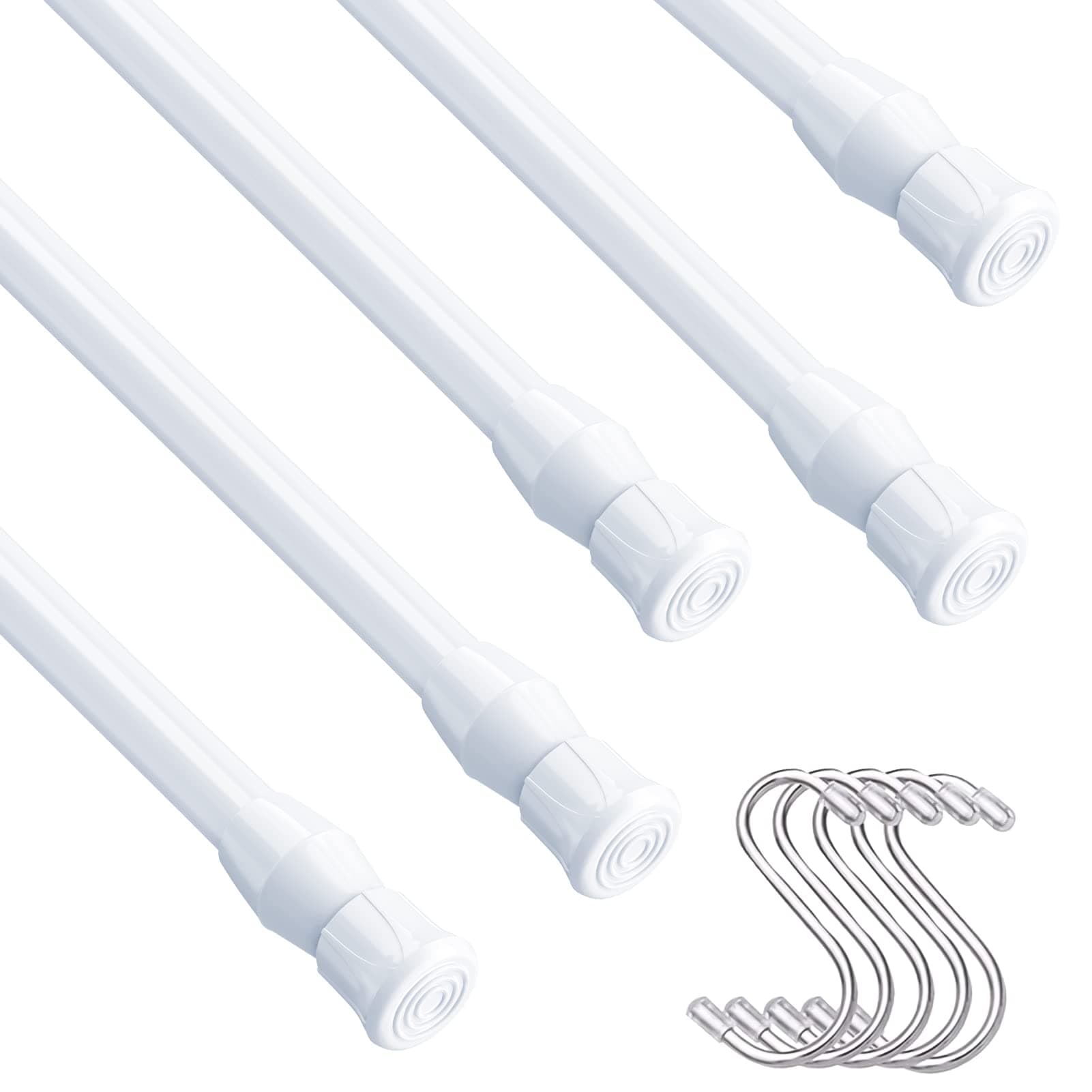 HAOYUNTE 5 PCS Cupboard Bars Tensions Rod Spring Curtain Rod Extendable Length 11.8 to 19.6 Inches(30-50cm) for DIY Projects, Kitchen, Bathroom, Cupboard, Wardrobe, Window, Bookshelf