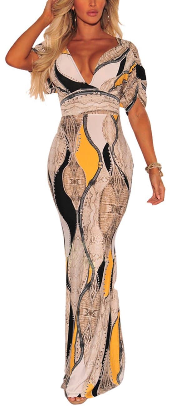 Elegant Mermaid Dresses for Women Sexy Formal V Neck Cocktail Floor Length Long Maxi Dress Evening Party