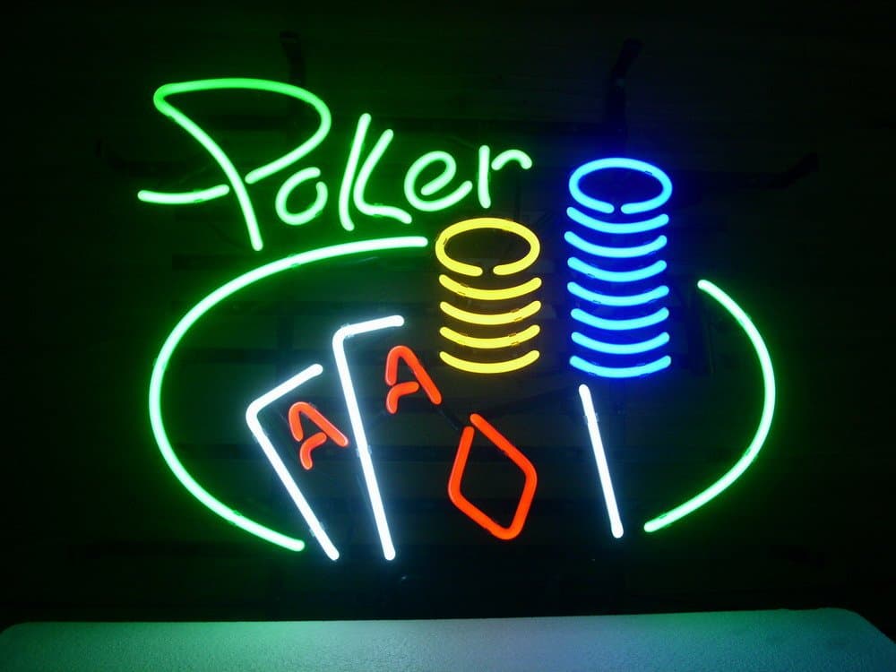 New Poker Casino Cards Game Room Real Glass Neon Light Sign Beer Bar Pub Sign H125A by AOOS