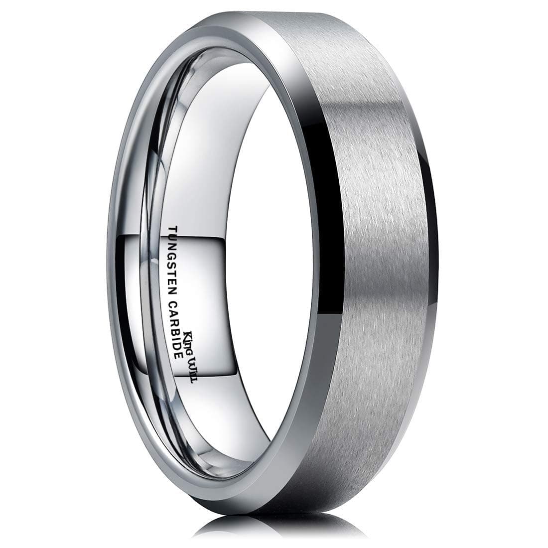 King Will Basic 10mm Tungsten Carbide Ring for Men Matte Polished Engagement Band Comfort Fit