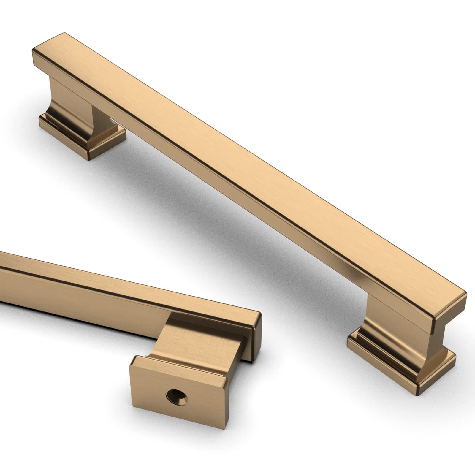 Asidrama 15 Pack 5 Inch(128mm) Hole Centers Champagne Bronze Kitchen Cabinet Handles,Brushed Brass Cabinet Pulls Kitchen Cabinet Hardware for Cupboard Gold Drawer Pulls