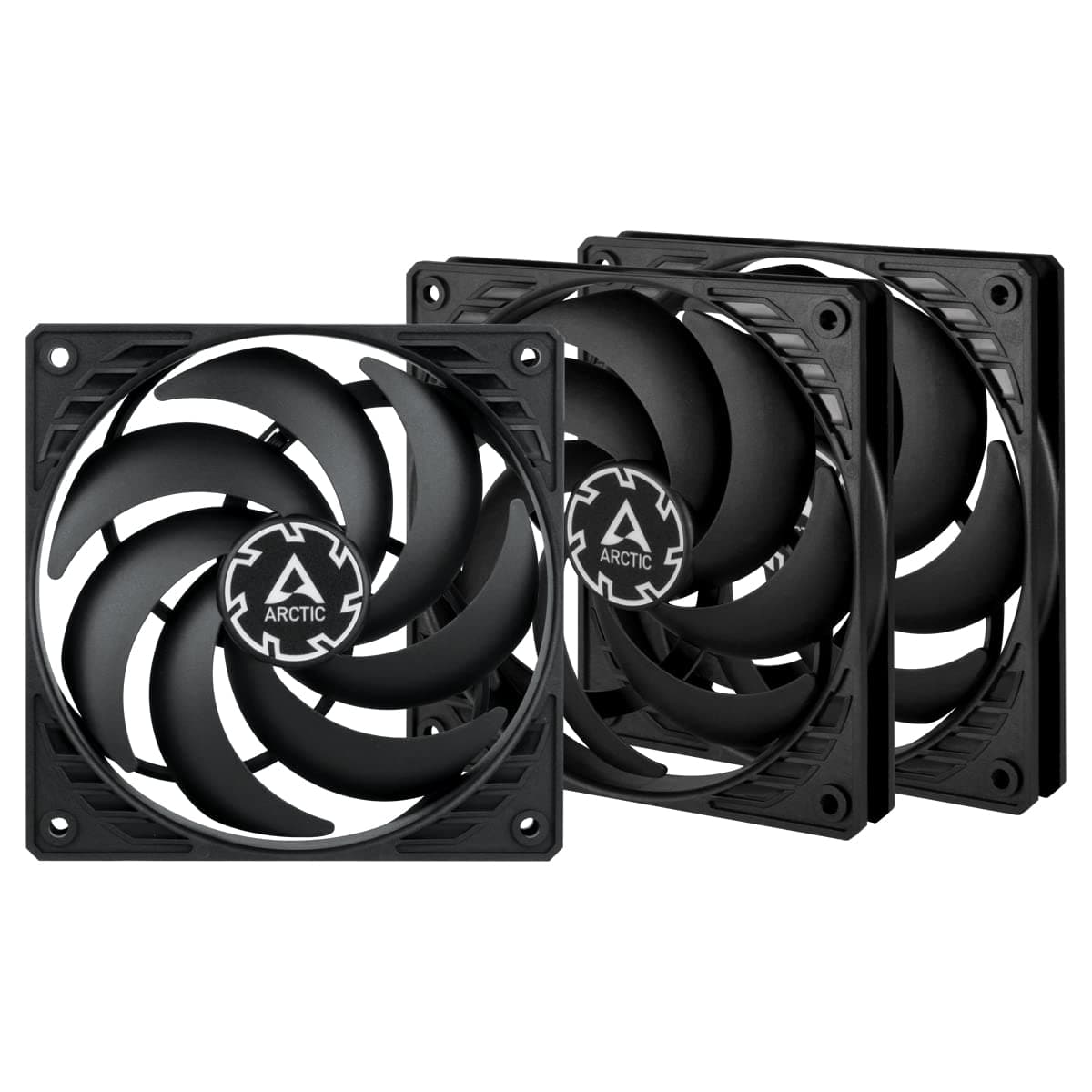P12 Slim PWM PST (3 Pack) - PC Fan, 120mm Fan, PC Case Fan with PWM Sharing Technology (PST), Pressure-optimised, Quiet motor, Computer, Extra slim, 300-2100 rpm - Black