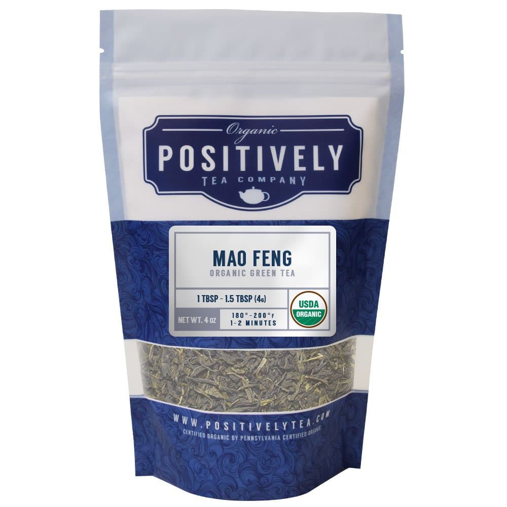Positively Tea Company, Organic Mao Feng, Green Tea, Loose Leaf, 4 Ounce Bag