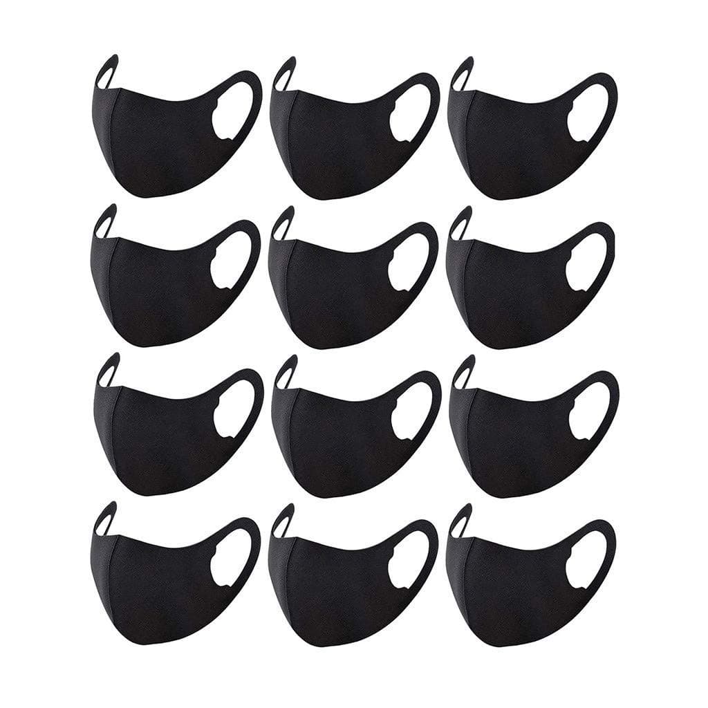 12 Pack Anti Dust Mask Face Mouth Mask, Fashion Reusable Washable Outdoor Unisex Mask, Anti-Pollution Facemask for Running, Cycling, Skiing Motorbikes, Outdoor Activities(Black)