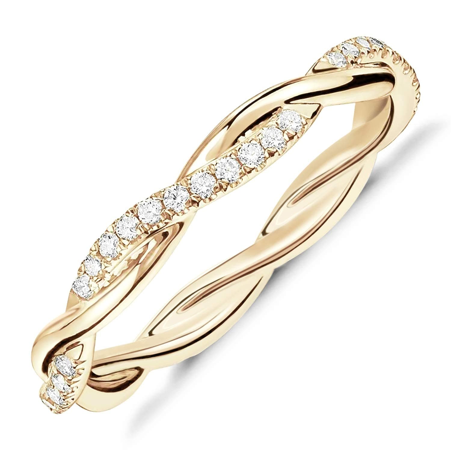 PAVOI 14K Gold Plated Cubic Zirconia Twisted Rope Infinity Ribbon for Women