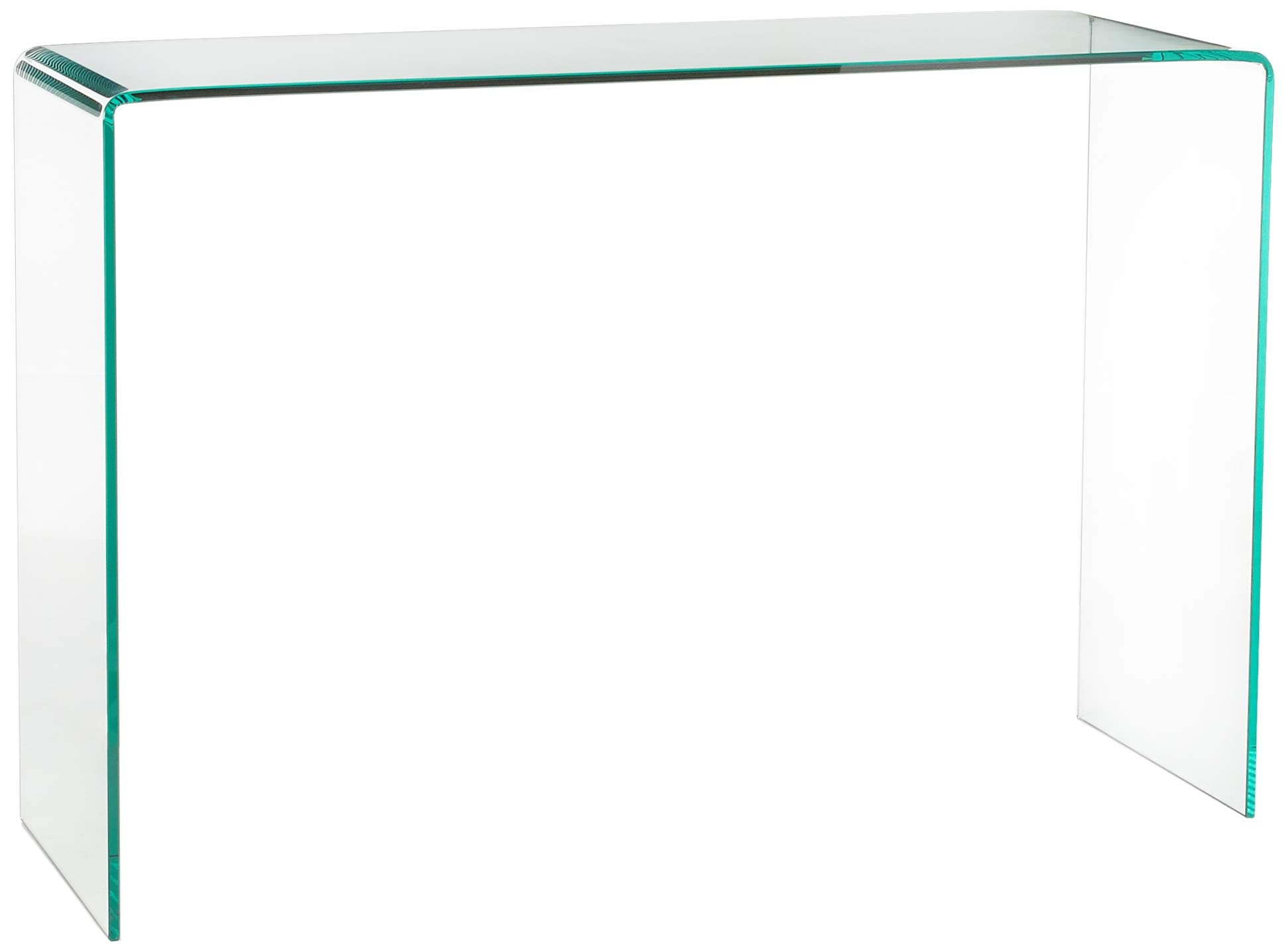 Neos Modern Furniture Modern Contemporary Bent Glass Entryway Console Sofa Table, 43" Clear