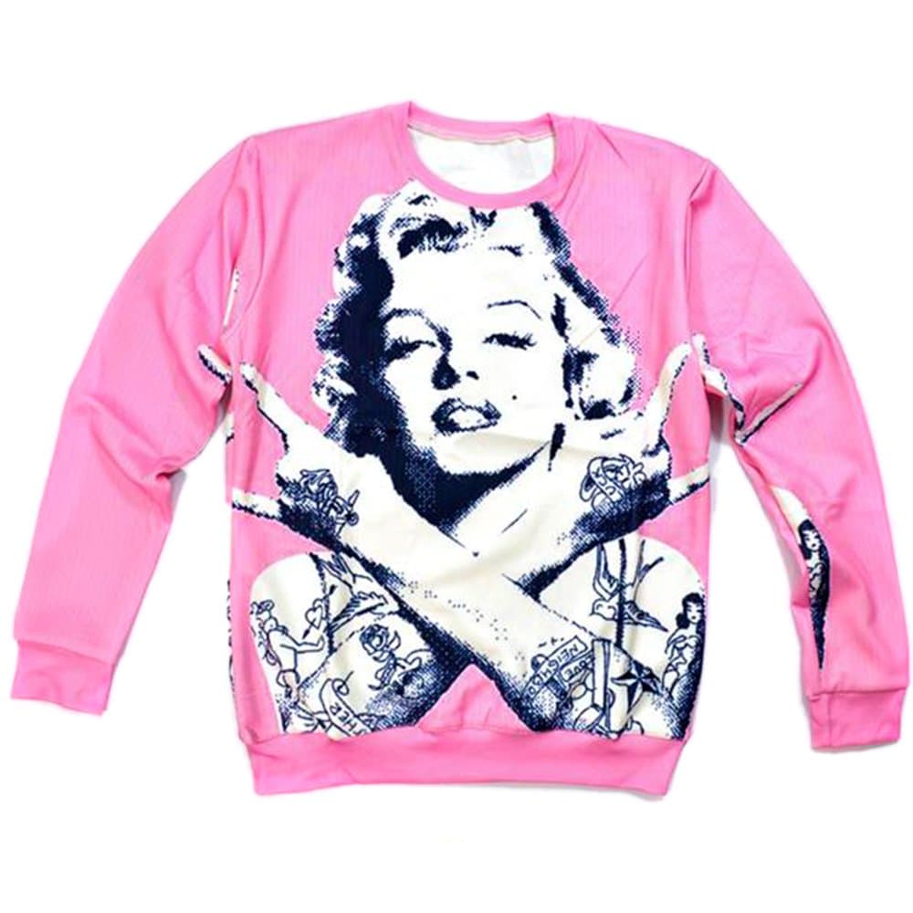 Unisex Hipster Sweater Punk Marilyn Monroe Sweatshirt Hoodies 3D T Shirts (L)