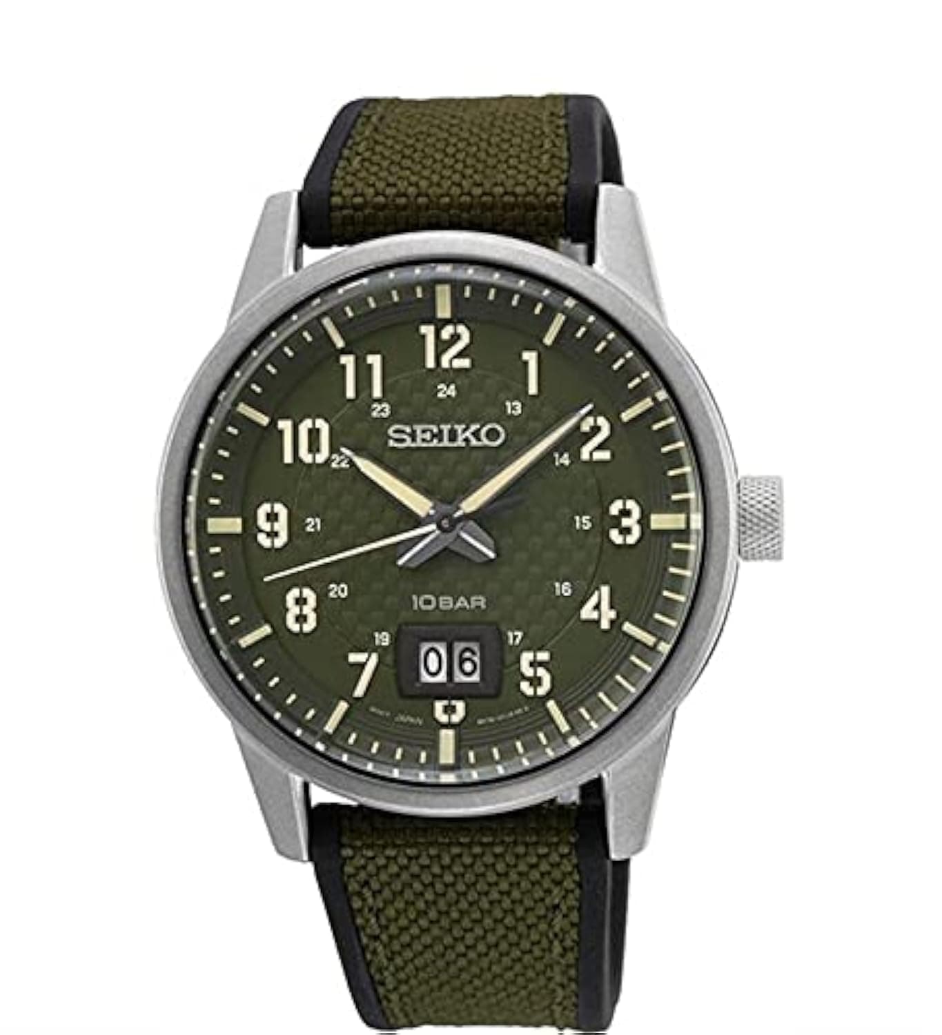 Seiko Men's Silver Sport Khaki Dial Watch SUR323P1, Green