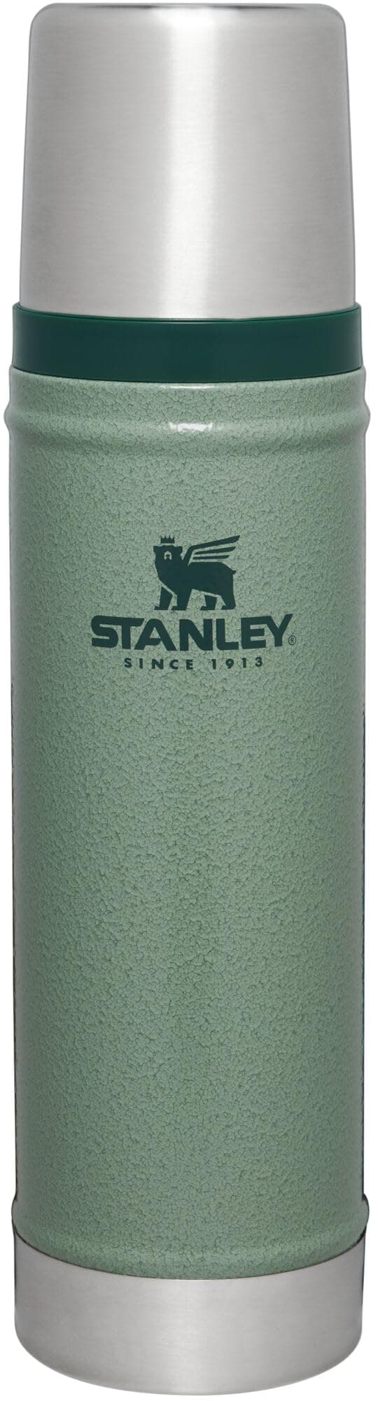 Stanley Classic Legendary Vacuum Bottle 20 oz | Wide Mouth with Leakproof Cup Lid | Keep Drinks Hot or Cold | Packable for Travel | Insulated Stainless Steel Thermos | BPA-Free | Hammertone Green