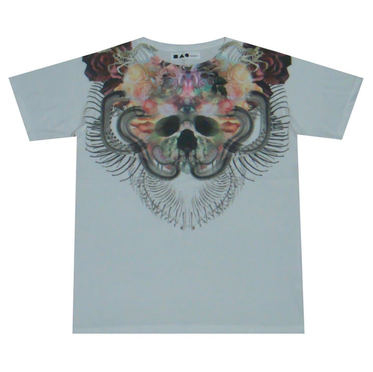 SINTHESIS T-Shirt skull dj space rave party floral rose vintage / SIN83 sz L