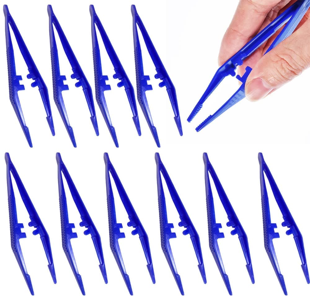 First Aid Tweezers, Plastic Tweezers, Disposable Forceps for Medical, Crafts, Dressing, Gauze, Lab, School, Elementary Science