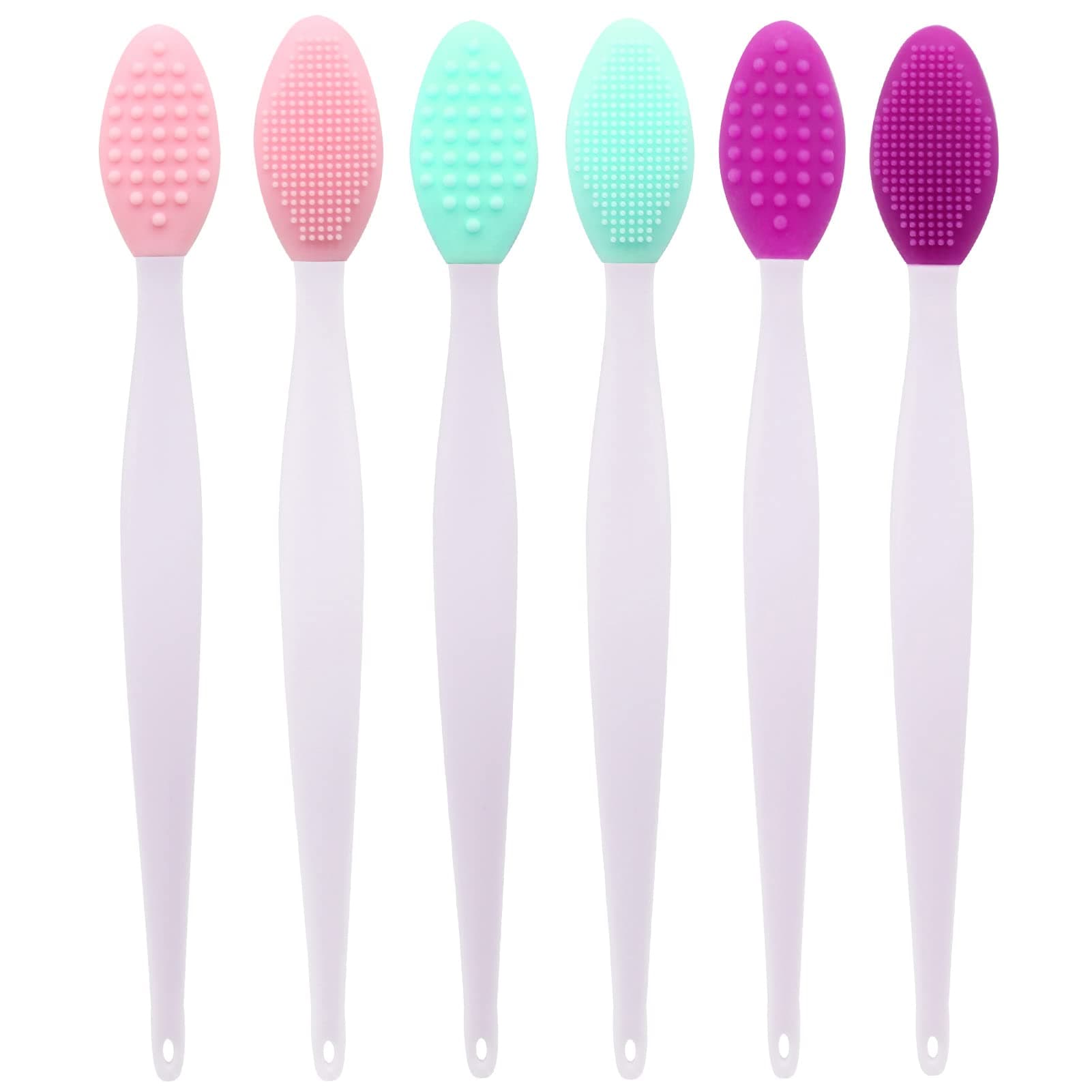 Lip Scrub Brush,Double-Sided Silicone Exfoliating Lip Brush Tool for Smoother and Fuller Lip Appearance (Mixed color)