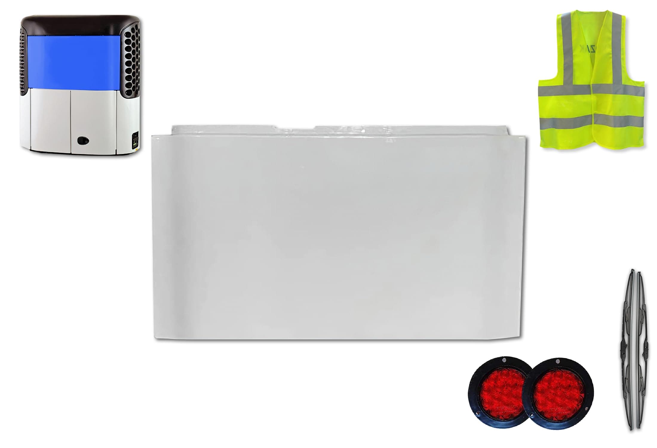 Thermo King SB100-400 Refrigerated Trailer Door Handle, White, Aluminum, Gel Coat Finish, Includes 2 Trailer Tail Lights, 2x 22 Inch Windshield Wipers, KOZAK Vest