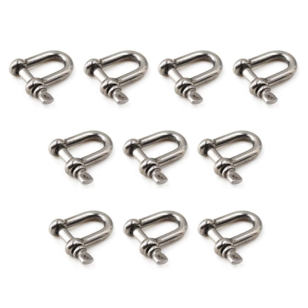 3/16" M5 304 Stainless Steel D Ring Shackle Lock for Heavy Duty Construction,Vehicle Recovery, Hauling (10PCS)