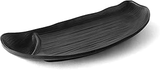 Melamine Matte Finish D Shape Platter for Dining Table | Snacks, Starters, Fast Food Serving Tray/Plate, Set of 2, Black