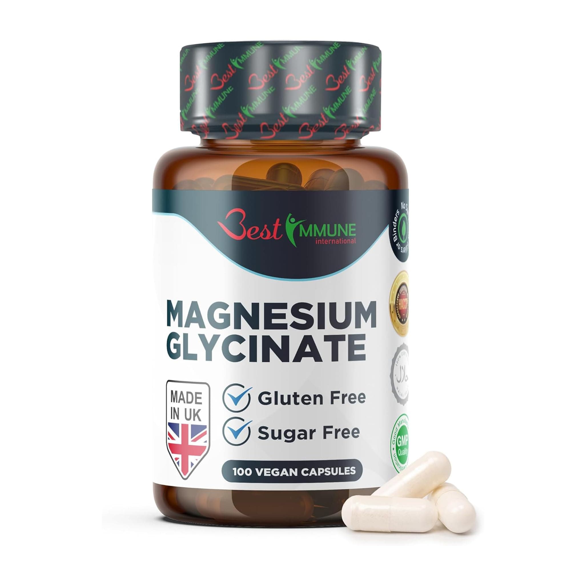 Natural Magnesium Glycinate 500mg 100 Vegan Capsules Ideal Ratio Increased Bioavailability