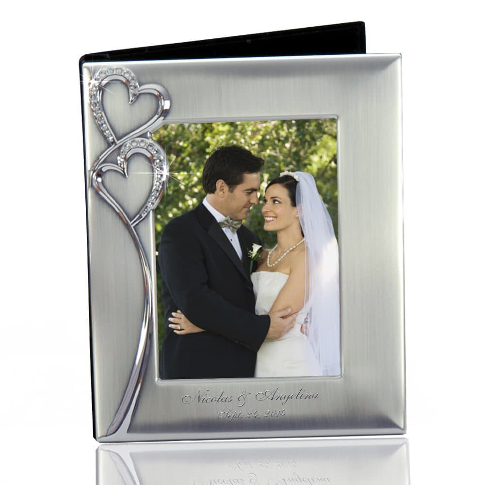 Thanh 39 Personalized Gifts -Silver Photo Album w. Crystal Hearts and Photo Cover