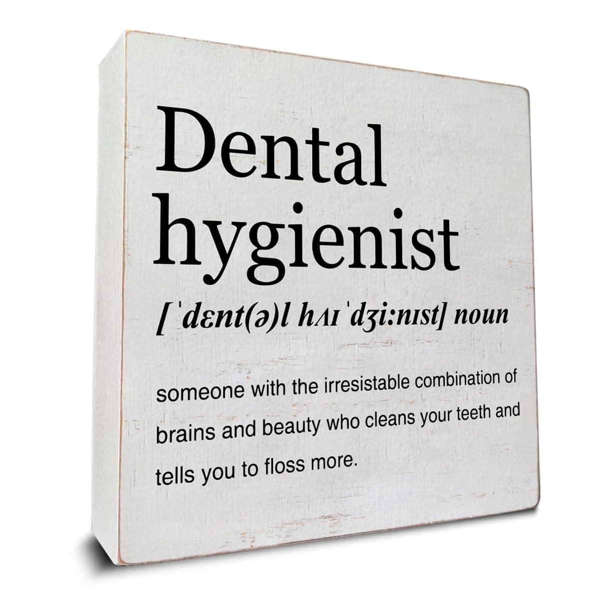 Dumyum Dental Hygienist Gift Ideas Dental Hygienist Definition Art Wooden Box Sign Dental Hygienist Minimalist Desk Decorative Wooden Sign Home Office Decor for Table Shelf 5 x 5 Inches