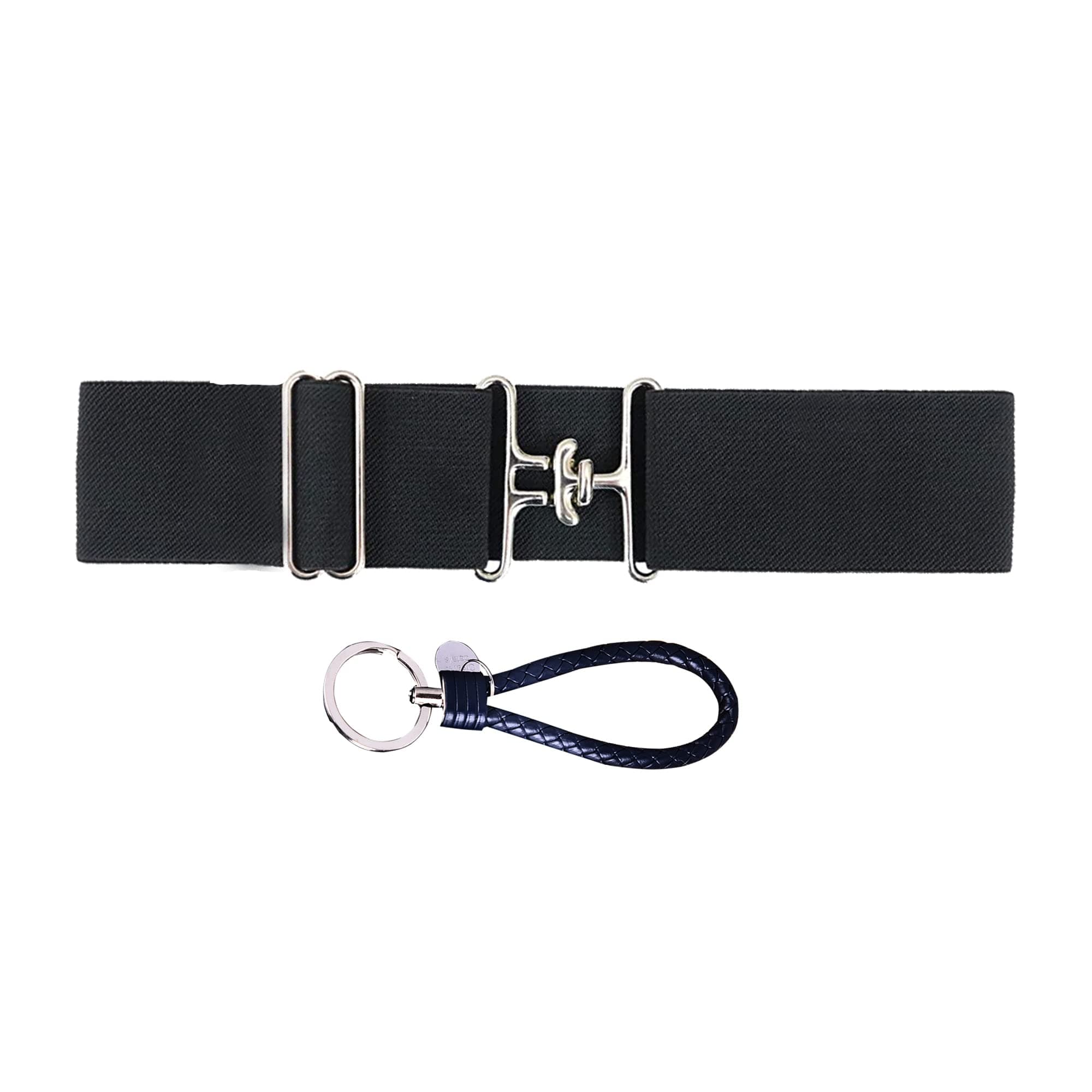 1.5 Inch Elastic Equestrian Belt with Surcingle Buckle and Key Strap