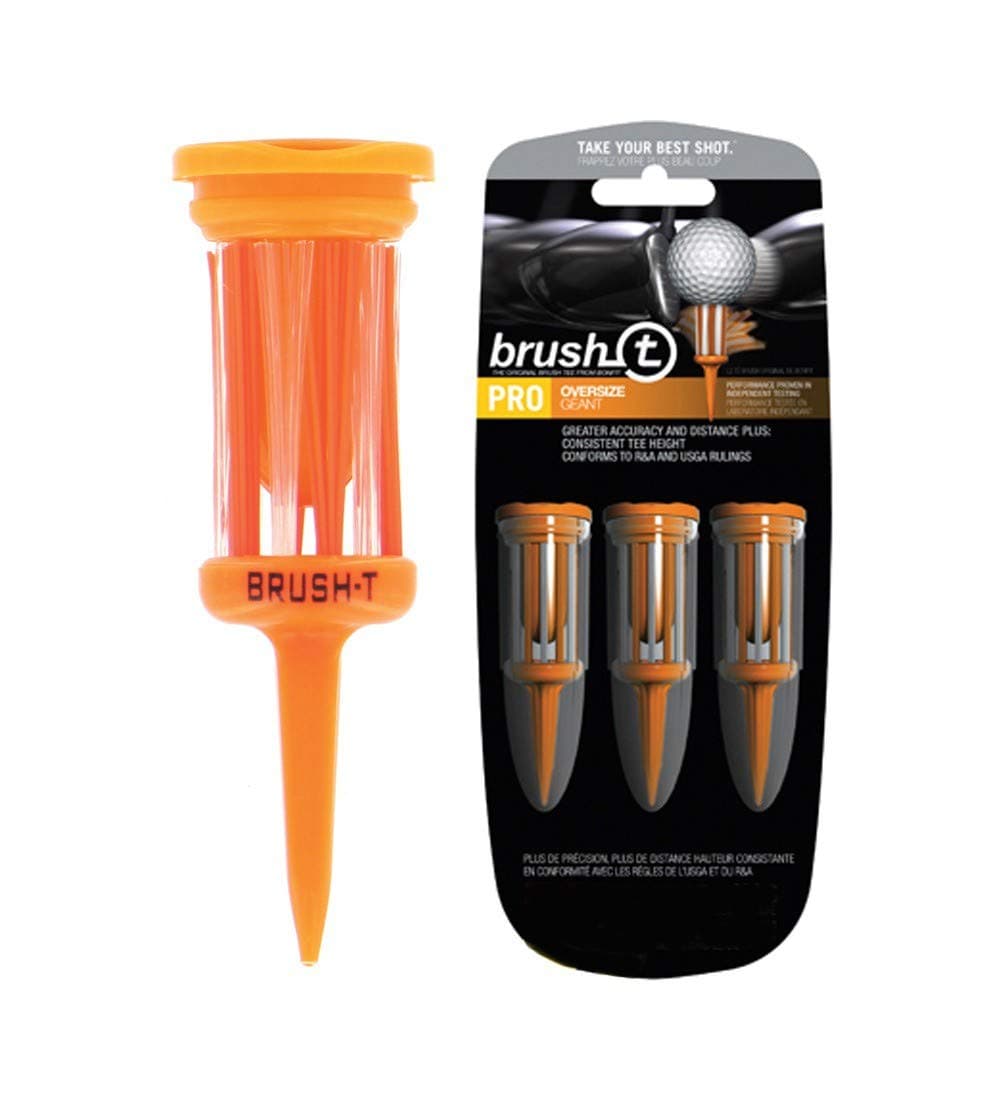 BrushT Driver Golf Tees with Ball Marker 57mm Black 3 pack