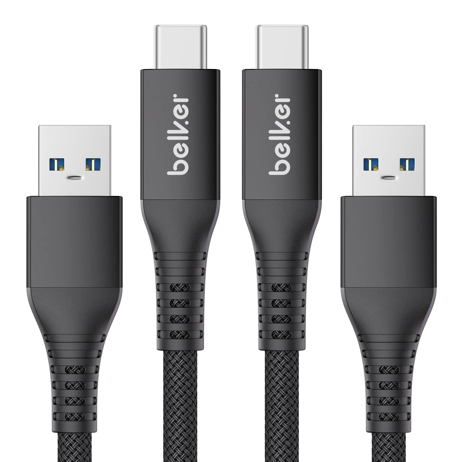 Maxonar 2Pack USB C Data Cable 10Gbps USB A Android Auto Cable QC3.0 3.1A Fast Charger Data Transfer Cable USB3.2 Gen2 for Samsung Note20 Galaxy S23/S22/S21 Z Flip5 Pixel 8 Oneplus11 1M/3.3ft-Black