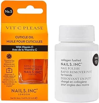 Nails.INC Nourish My Nails 2-Piece Nail Treatment Set – Vitamin C Cuticle Oil & Collagen Nail Polish Remover Pot, Hydrating & Strengthening Nail Care Duo, Vegan & Cruelty-Free Manicure Essentials