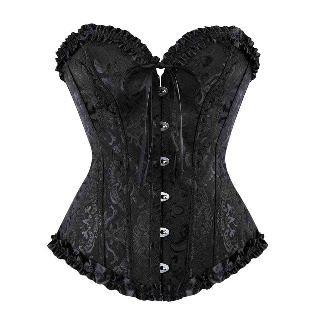 Women's Overbust Sweetheart Lace Up Plastic Bones Corset Bustier Top
