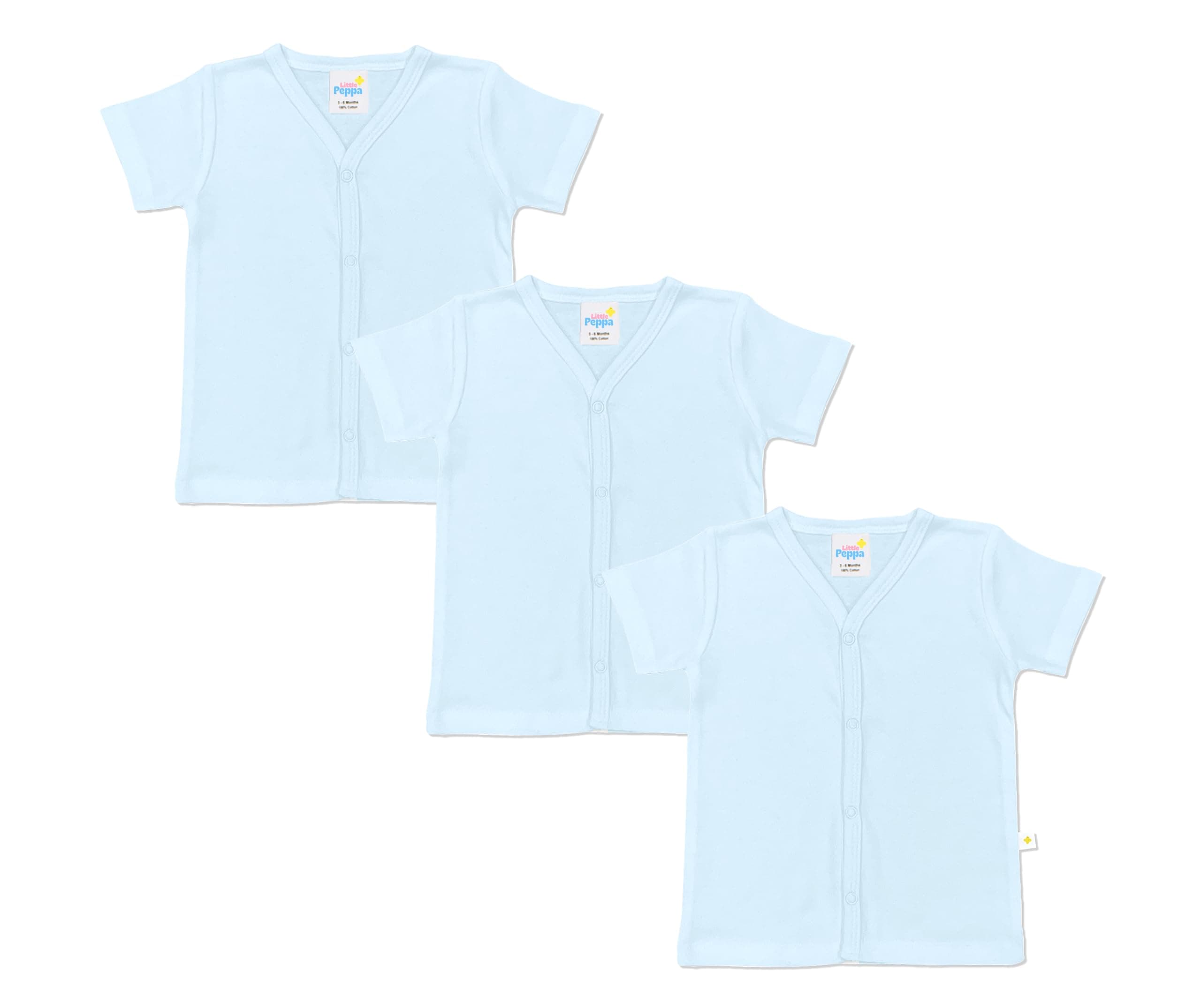 Little Peppa100% Cotton New-Born Baby Boy/Girl/Unisex Half-Sleeve Jabla/Front-Open T-Shirt [Pack of 3 Pieces]