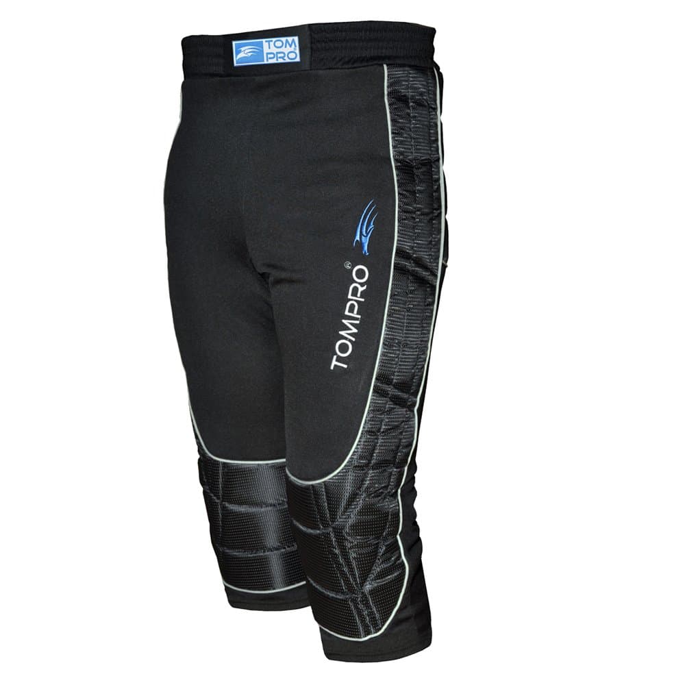 Tompro Sprint Football Goalkeeper 3/4 Length Trousers Soccer Goalie GK Three quarter Pants Brushed Inside Anatomic Protect Foam Padded Abrasive Resistant Kevlar Adult Black Size XLarge