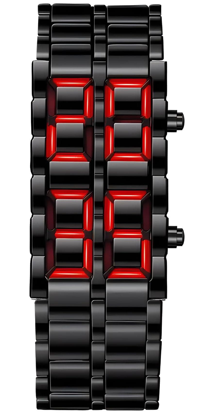 Gosasa Men's Lava Style Stainless Steel Watch Red Blue LED Digital Watch Black Bracelet Watch