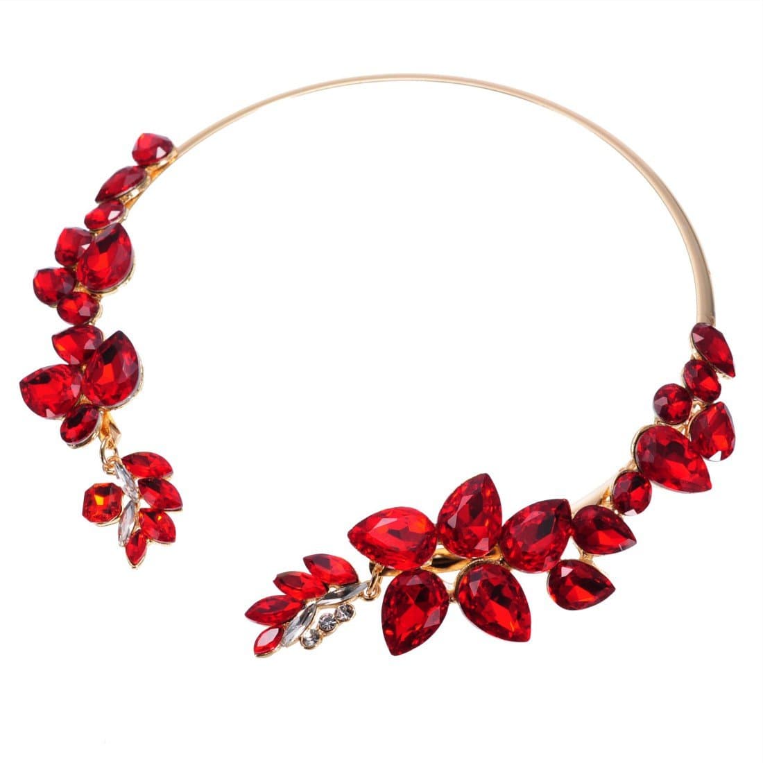 Jerollin Women Fashion Torque Necklaces Statement Necklets Glass Cluster Statement Chain Bib Bead Crystal Collar Choker