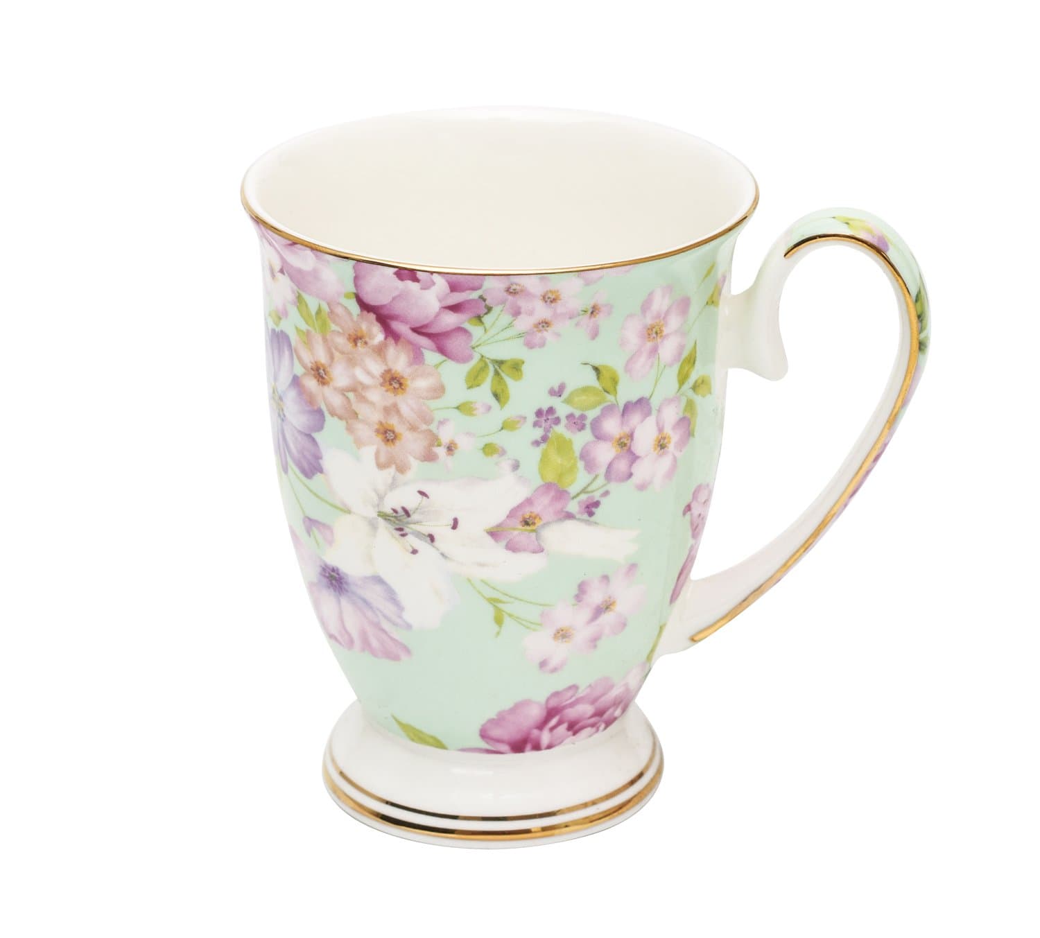 ® Fine Bone China Early Summer Rose Coffee Mug Tea Cup 11 oz 330 ml Light Green