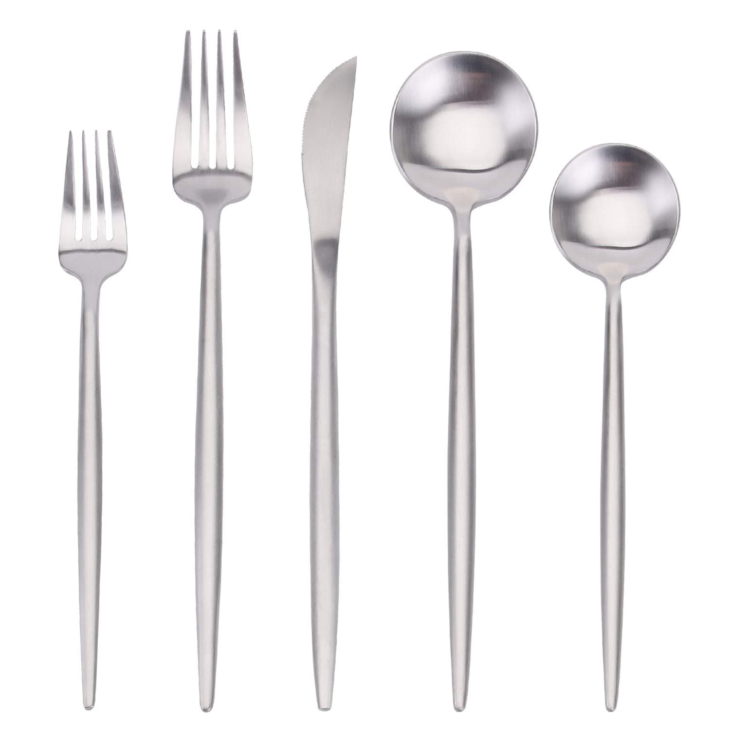 Matte Silverware Set, SHARECOOK 20-Piece Stainless Steel Satin Finish Flatware Set Service for 4, Kitchen Utensil Set, Tableware Cutlery Set for Home and Restaurant