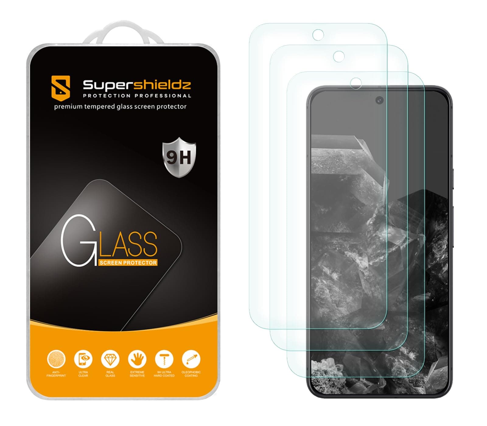 Supershieldz (3 Pack) Designed for Google Pixel 10 Pro/Pixel 9 Pro Tempered Glass Screen Protector, Anti Scratch, Bubble Free