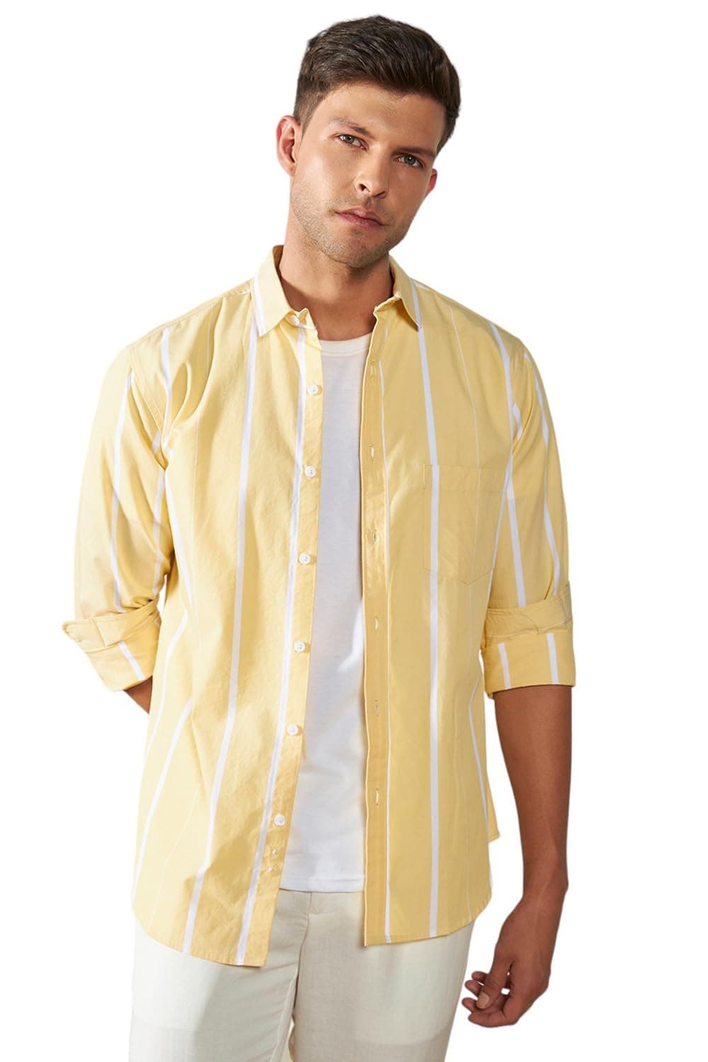 Dennis Lingo Mens Spread Collar Cotton Casual Style Shirts