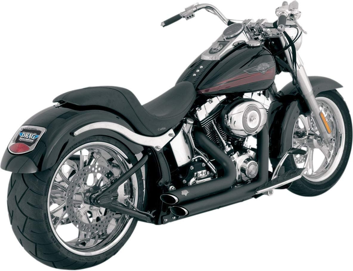 Vance and Hines Motorcycle Exhaust / Harley Davidson 07-08 Softail / Shortshots Staggered Black / Pt # 47221