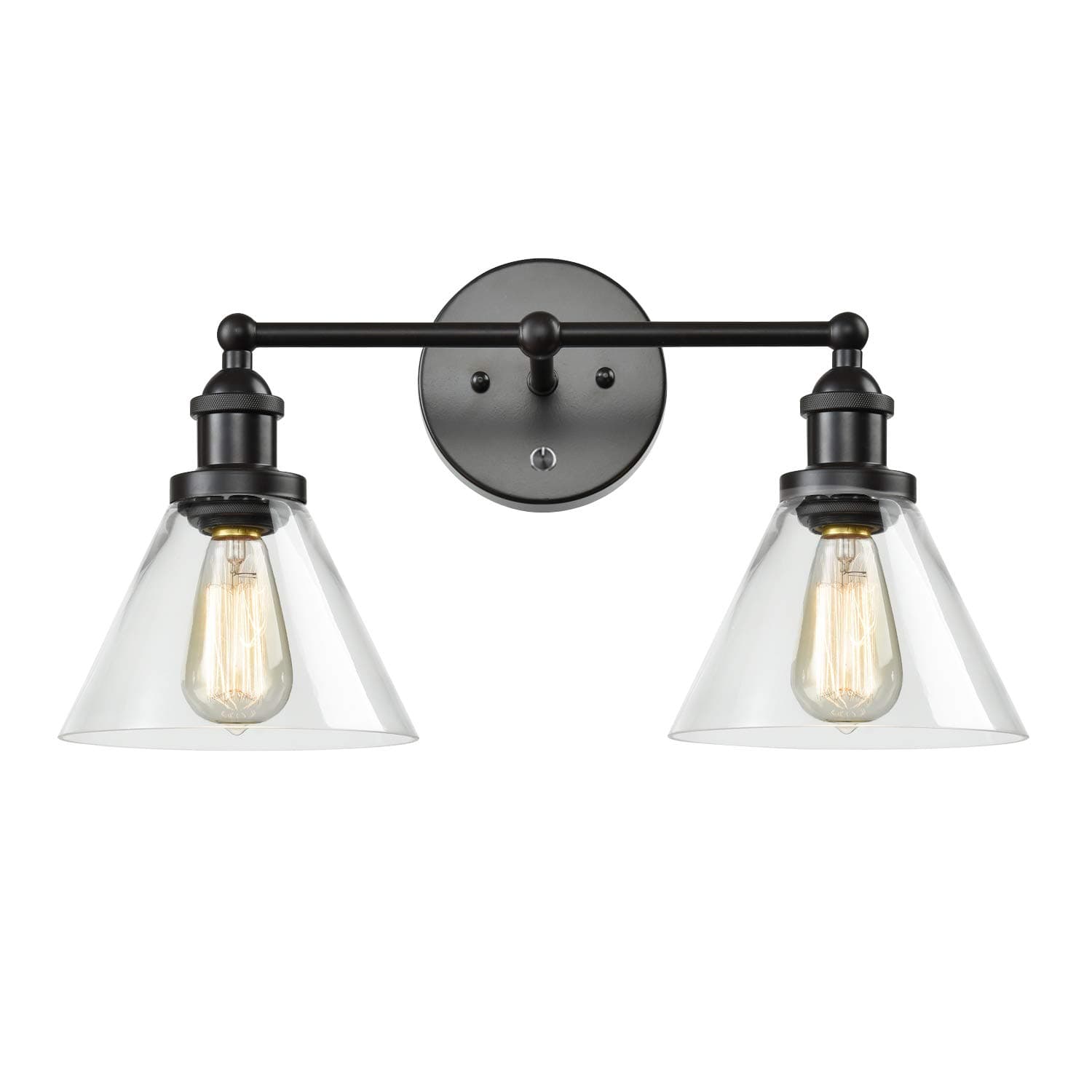 CLAXY Ecopower Wall Sconce Vintage Glass & Metal 2-Lights Wall Lamp