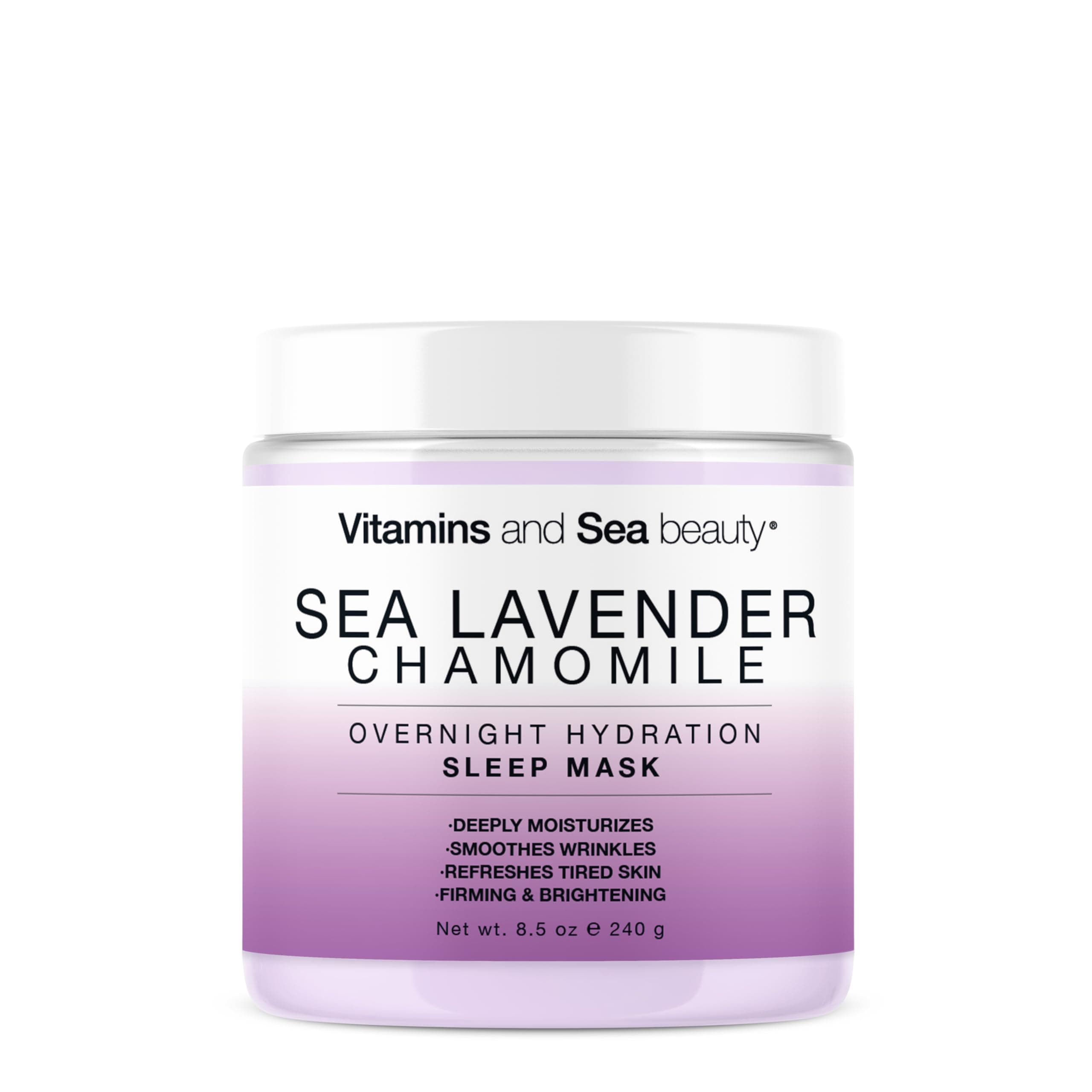 Vitamins and Sea Beauty Sea Lavender Chamomile Sleep Mask – Overnight Hydration Face Mask with Botanicals, Deep Moisturizing & Firming, 8.5 oz