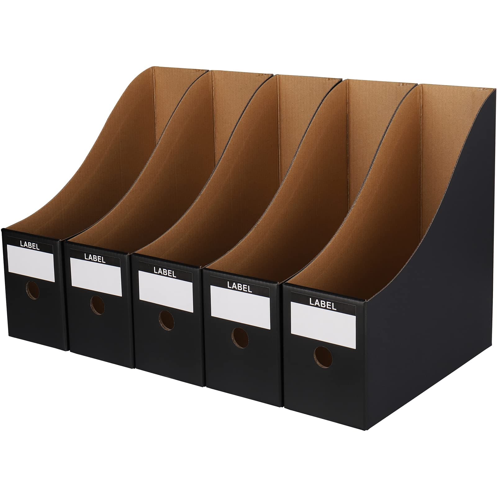 SFLHHDM Black Cardboard Magazine Holder, Sturdy Black Magazine Holder, Magazine Organizer Box, Black File Holder Magazine Racks for Office School Book Desk Organizer (Black 5 Pack)