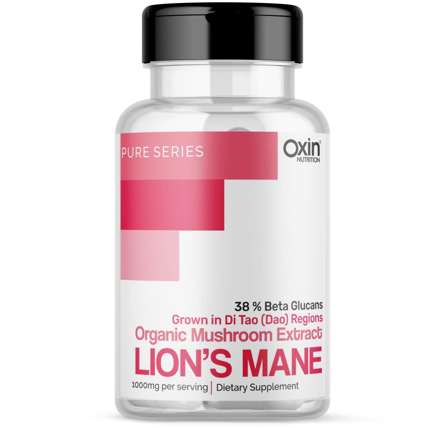 Oxin Nutrition Lion's Mane 1000mg 30 Capsules Organic Mushroom Extract Grown in Di Tao (Dao) Regions