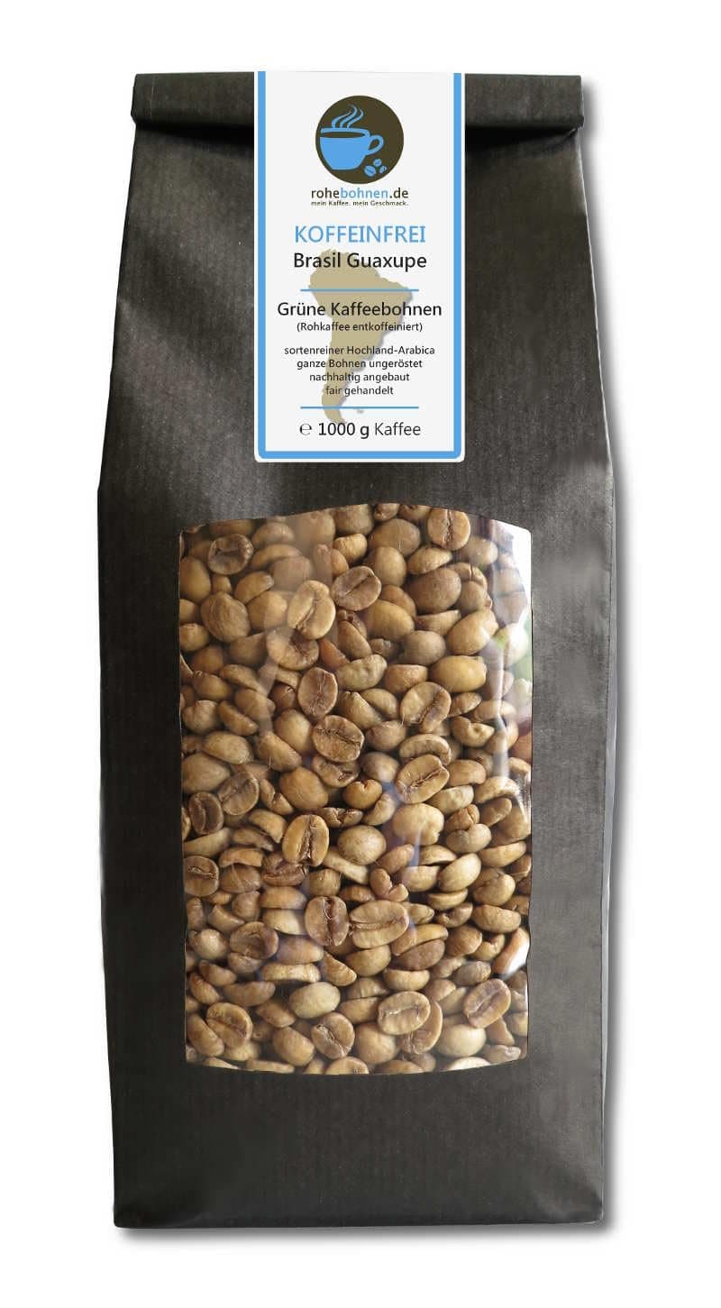 Decaf Green Coffee Beans Arabica Brasil Guaxupe (raw coffee beans without caffeine, unroasted 1000g) - GMP certified