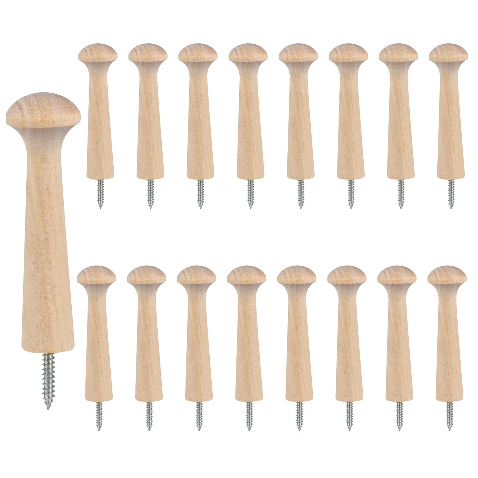 16 Pieces Wooden Shaker Peg Screw-on Shaker Pegs 2.9 Inch Solid Unfinished Wood Shaker Racks for Hanging Coat Hat Bags and More DIY Paint Color