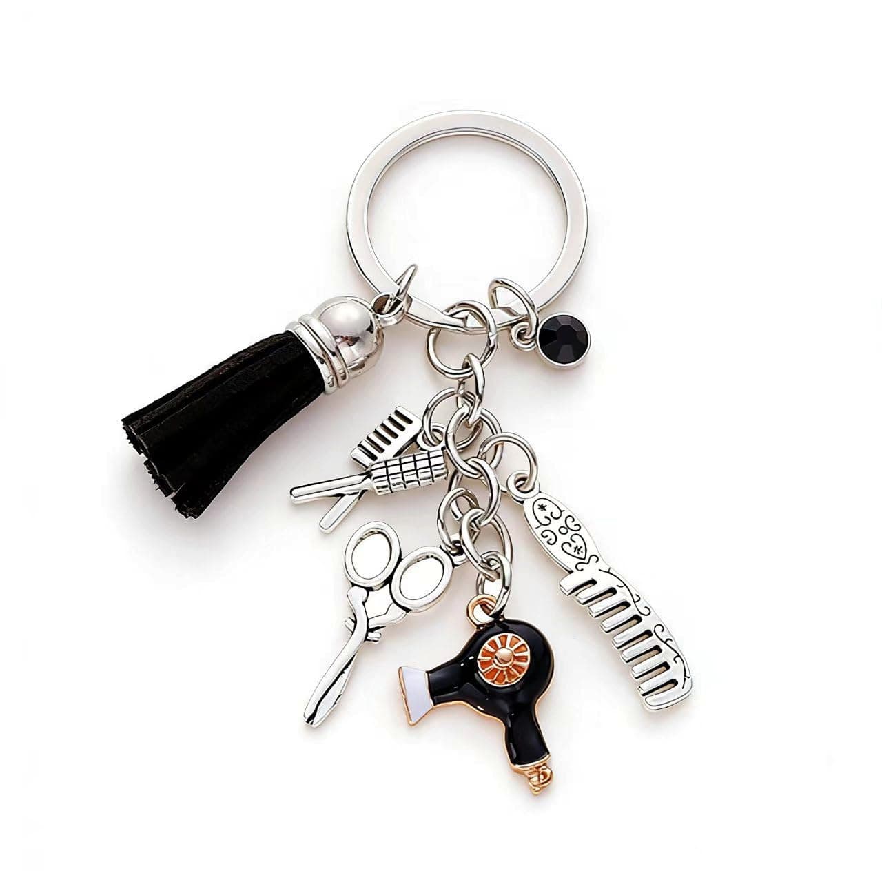 Comb Scissors Charm Keychain Hairdresser Hair Stylist Gift Cosmetology Tassel Jewelry
